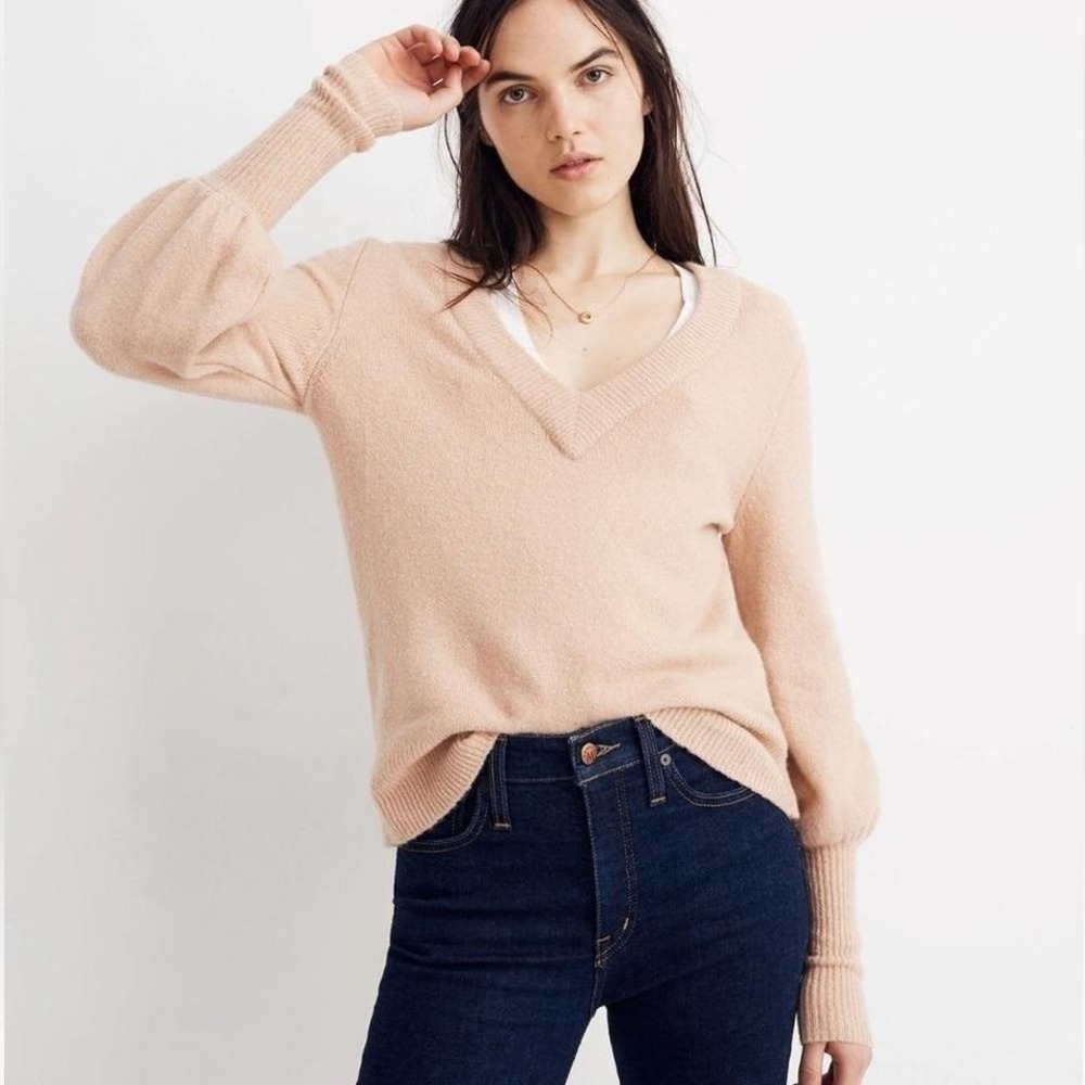 MADEWELL | Woman's Oversized Dashwood‎ Coziest Yarn V-Neck Sweater, Size XS